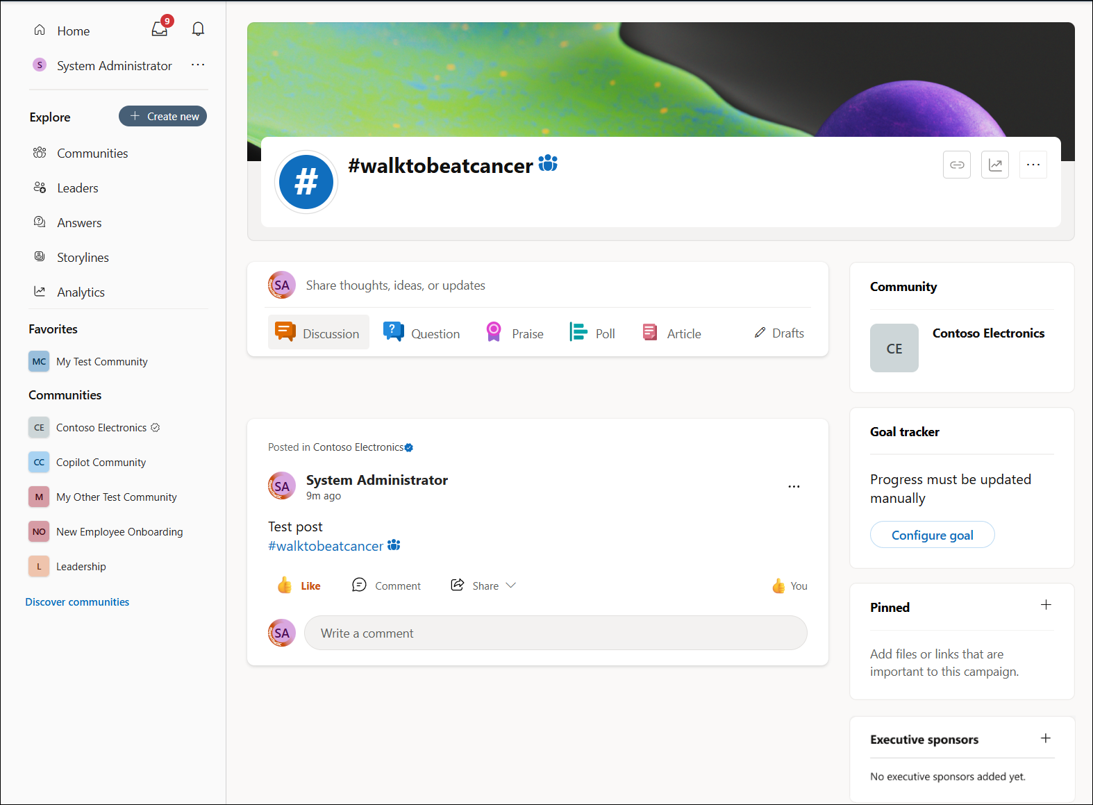 Screenshot of campaign page with options.