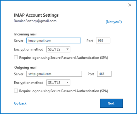Verify your Gmail IMAP settings.