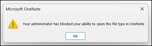 OneNote alternate admin error when selecting file path
