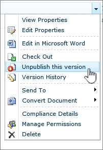 click Unpublish this version