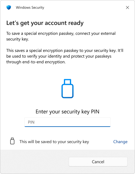 Screenshot of the dialog box indicating to unlock the security key.