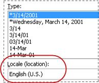 Locale box selected in Format Cells dialog box