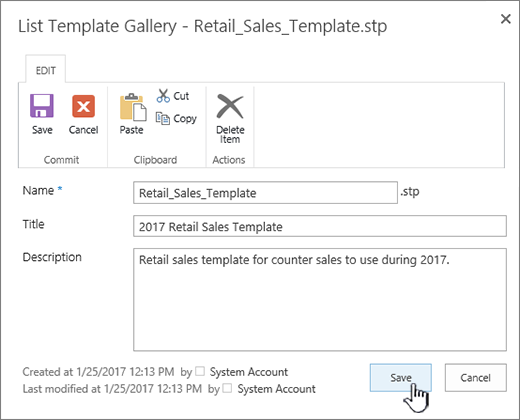 Edit a list template's properties