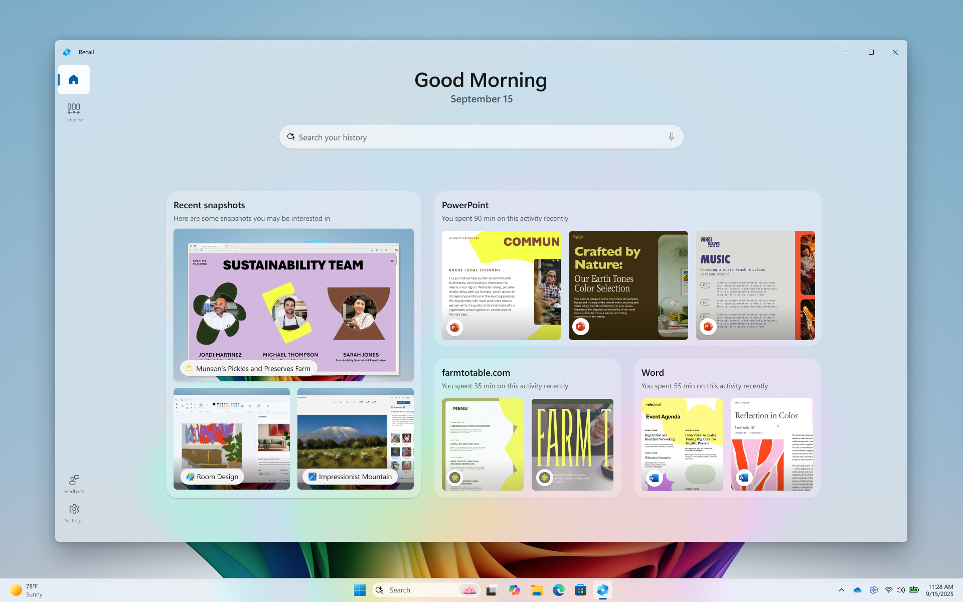 Screenshot of the Recall homepage
