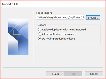 Select the file to import.