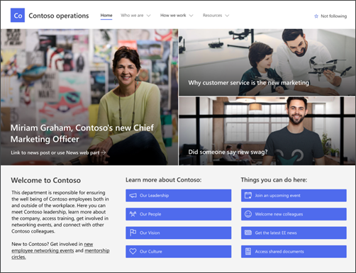 Image of the department site template landing page