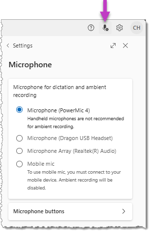 Image of the Microphone settings screen.
