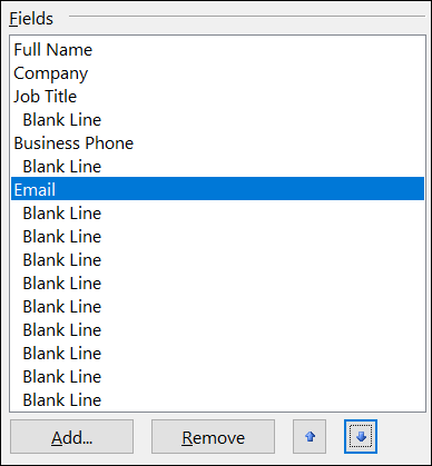 You can move fields around on your Electronic Business Card.