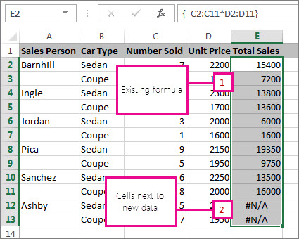 Expanding an array formula