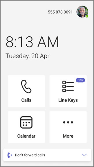 Teams phone line keys home
