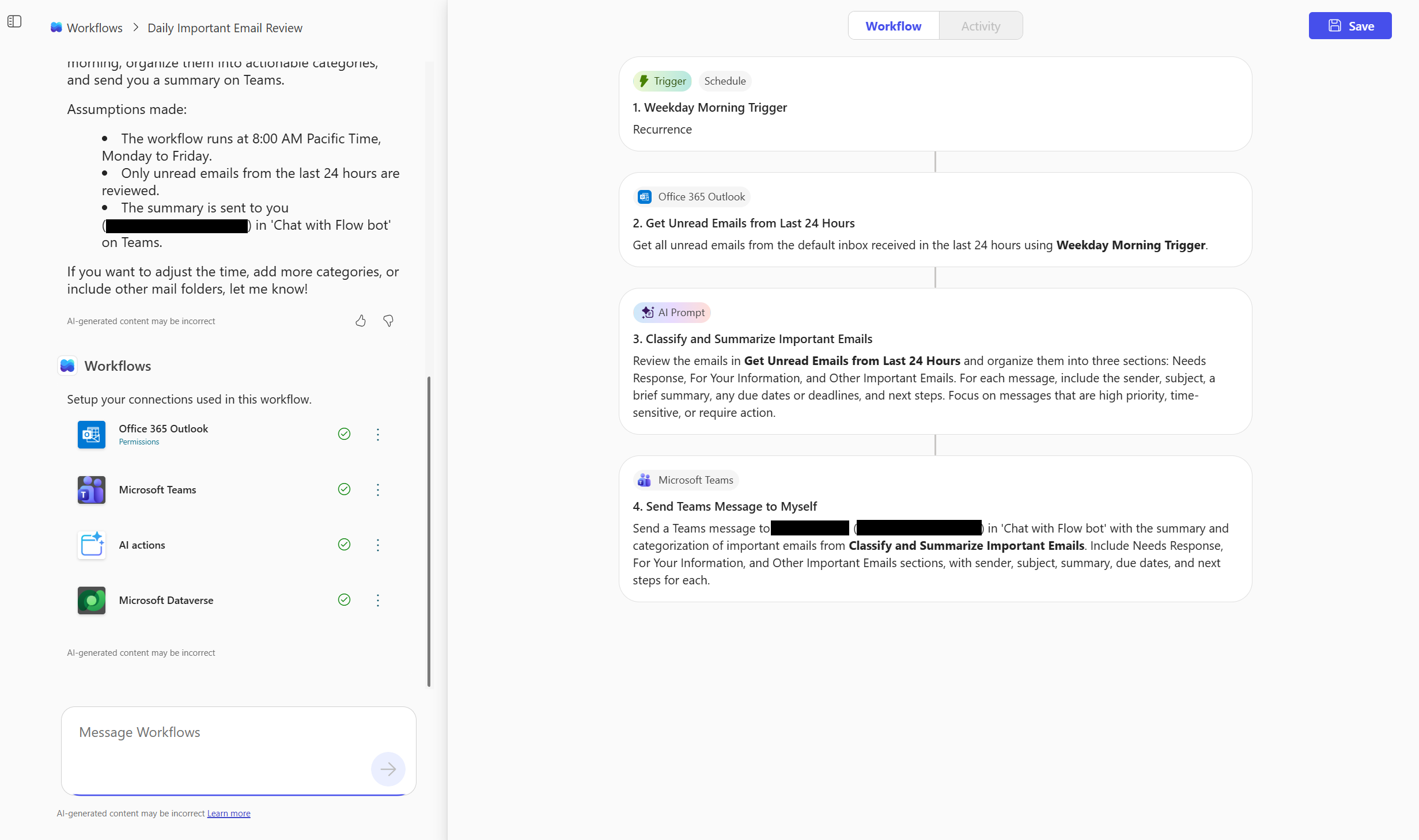 A screenshot of a workflow agent