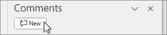 The new comments button at the top of the Comments pane