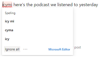 Shows Ignore All option for spellchecking in the Editor callout