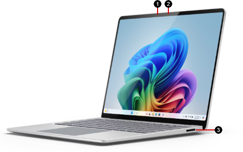 A Surface Laptop 7th Edition with the hardware features identified.