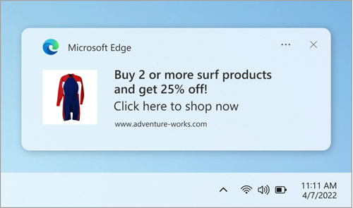 An example of a website notification in the Notification Center. 