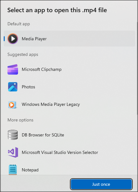 Choose a default app