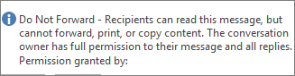 The Do Not Forward message added to your email.
