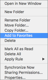 Add to Favorites option on context menu