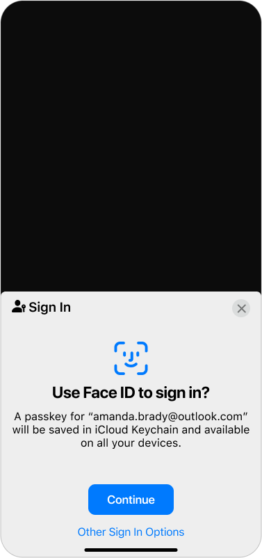 Screenshot of saving an encryption passkey to iCloud Keychain.
