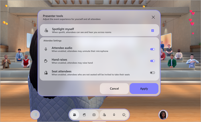 Screenshot showing the "Start event" prompt in an immersive event.