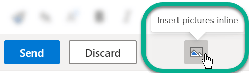 Below the message body, select the Insert Pictures Online button.
