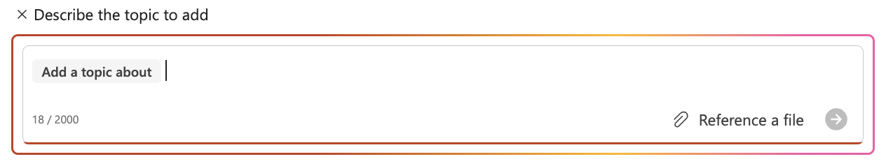 Add Topic interface in Create a presentation in Copilot for PowerPoint