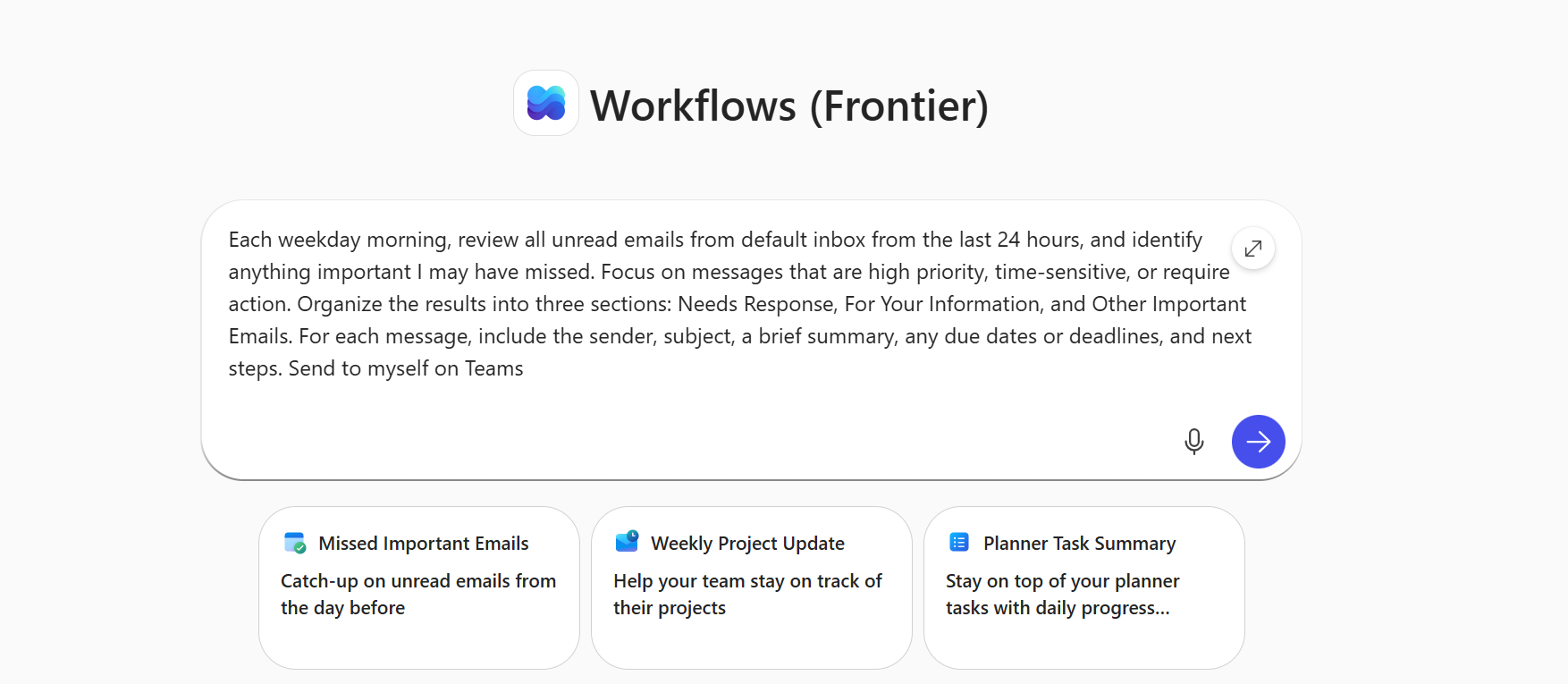 A prompt for workflows
