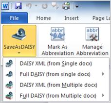 Save as Daisy Button drop-down menu