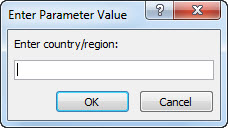 A parameter prompt with the text "Enter country/region".